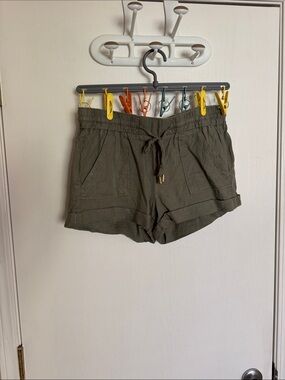 Guess Olive Green High-Waist Drawstring Women’s Shorts